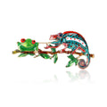 Frog and Chameleon Enamel Branch Brooch in Three Colors view 5