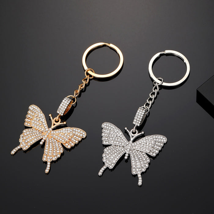 Rhinestone Butterfly Keychains Gold Silver Metal 2 Colors