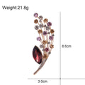 Leaf Crystal Metal Brooch Pin 8.6 x 3 cm for Jackets and Lapels view 2