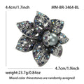 Pearl Flower Leaf Brooch Vintage Rhinestone Metal Pin view 9