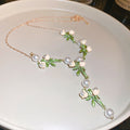 Cat Eye Roman Pearl Heart Flower CZ Necklace Four Styles view 6