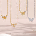 Crystal Butterfly Necklace and Bracelet in Gold and Silver Tone view 2