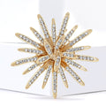 Layered Rhinestone Sunburst Flower Brooch in Silver and Gold view 4