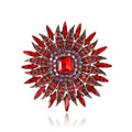 Rhinestone Sunburst Brooch Square Center Crystal Flower Pin view 5