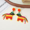 Fiesta Seed Bead Drop Earrings Cactus Palm Donkey Avocado view 8