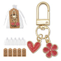 Red Enamel Heart Flower Keychain Gold Lobster Clasp view 1