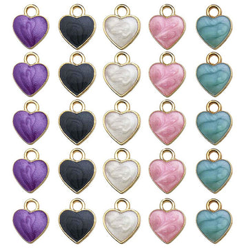 Heart-Shaped Colorful Heart Metal Charms with 6 Listed Options for DIY Jewelry Making