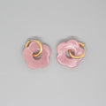 Gold Tone Resin Flower Hoop Earrings in Fifteen Translucent Colors view 7