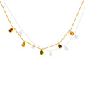 Gold Multicolor Teardrop CZ Station Pendant Necklace view 5