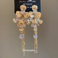 Floral Crystal Drop Earrings In Silver And Gold Tones view 4