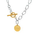 Silver Twisted Link Gold Toggle BZV Disc Charm Necklace view 5