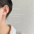 Pink Heart Bow Teardrop Zircon Drop Earrings Gold Silver view 2