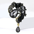 Crystal Floral Teardrop Brooch with Dangle Accent Decorative Metal Pin view 4
