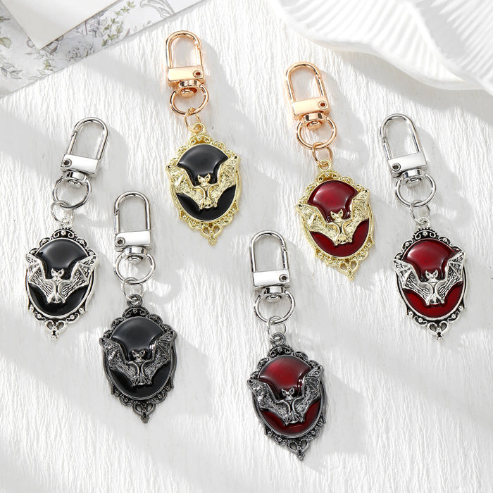 Gothic Bat Portrait Medallion Lobster-Clasp Charms in Six Finishes