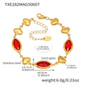 Gold Heart Link Marquise Czech Glass Bracelet Colors view 8