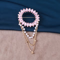 Crystal Circle Brooch with Pearl and Draped Chains view 1