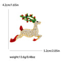 Gold Tone Running Reindeer Rhinestone Enamel Brooch view 5