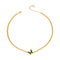 Green Enamel Butterfly Curb Chain Necklace Gold Tone view 5