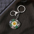 Silver Tone Irregular Round Pressed Flower Resin Keychains view 2