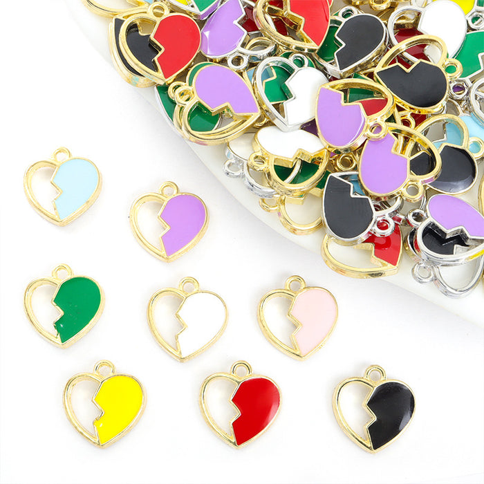 Polished Gold Silver Heart Alloy Jewelry Pendants in 16 Styles