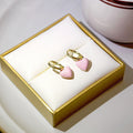 Gold Huggie Hoop Earrings Enamel Heart Square Charm Drop view 6