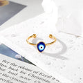 Gold Tone Blue Evil Eye Adjustable Rings in Seven Shapes view 7