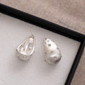 Gold and Silver Irregular Teardrop Clear Accent Stud Earrings view 3