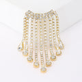 Rhinestone Fringe Chain Brooch Teardrop Crystal Pin view 6