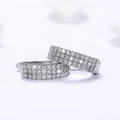 Silver Triple-Row Pavé CZ U-Shape Huggie Earrings Pair view 4