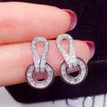 Silver Tone Crystal Loop and Round Drop Stud Earrings view 2