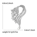 Crystal Abstract Leaf Swirl Brooch Gold Silver Clear Stones view 7