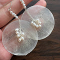 Translucent Disc And Pearl Cluster Hook Earrings Jewelry Pair view 6