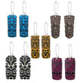 Silver Tone Printed Acrylic Long Face Mask Kidney Wire Earrings in Five Colors view 1