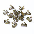 Small Crown Pendants in Antique Bronze and Silver Tone Finishes view 3