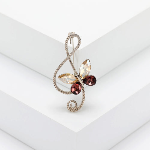 Butterfly Treble Clef Brooch close-up highlighting the front decoration