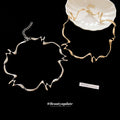 Sculptural Wavy Metal Collar Necklace in Two Colors view 2
