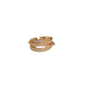 Gold Tone Multirow Open Ring With Crossing Baguette Crystal Bands view 5