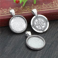 Compass Round Cabochon Pendant Setting in Two Antique Finishes view 4