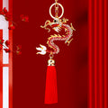 Classic Zodiac Dragon Keychains in Red and Blue with Optional Tassels view 3
