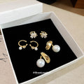 Gold Tone Pearl Ear Cuffs in Three Sculpted Designs view 2