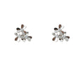 Silver Multi Flower Cluster Stud Earrings Clear Crystal view 5