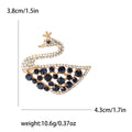 Crystal Swan Brooch With Dark Blue Stone Feather Details view 7
