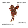 Rhinestone Running Horse Brooch Pave Gold Tone Animal Pin view 4