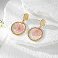 Irregular Gold Dried Flower Resin Stud Earrings Four Styles view 3