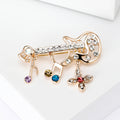 Gold Tone Guitar Brooch with Tiny Musical Charms Decorative Accessory view 2