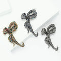 Antique Bow Rhinestone Brooch Multicolor Black Blue Three Colors view 2