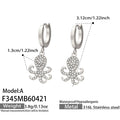 Crystal Octopus Drop Hoop Earrings in Gold and Silver Tone view 6