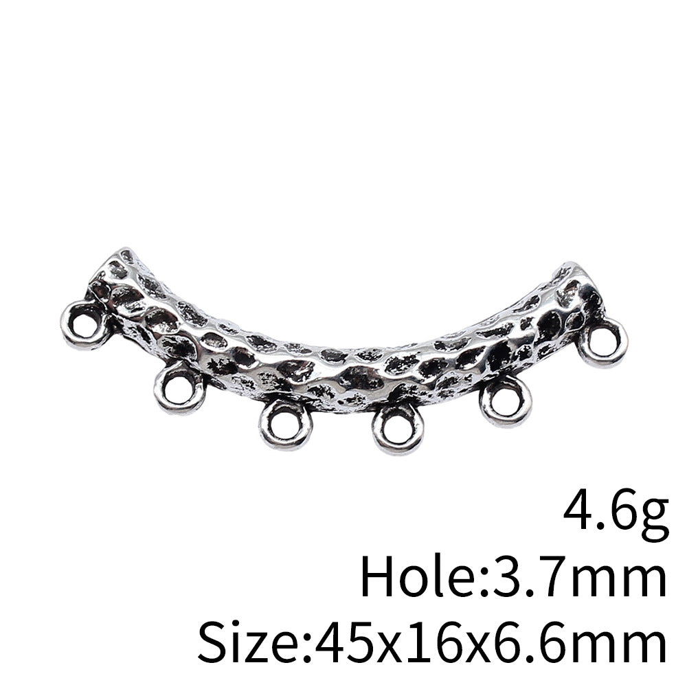 45x16x6.6mm 4.6g Antique Silver Zinc Alloy Hammered Curved Tube Bead Connector Findings for DIY Bracelet Making