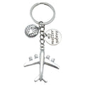 Nine-Style Antique Silver Airplane Globe Passport Travel Keychain Collection view 5