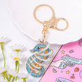 Rhinestone Striped Seahorse Keychain Gold Clasp Three Colors view 2